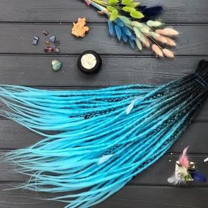Black to Baby Blue Ombre Dreadlocks: Synthetic Hair Extensions