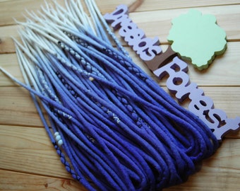 Double Ended Wool Dreadlocks: Purple to White Ombre - Handmade Felted