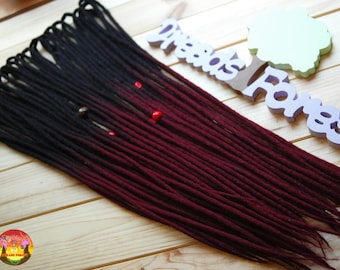 Wool dreads full set DE dreadlocks extensions double ended black burgundy ombre