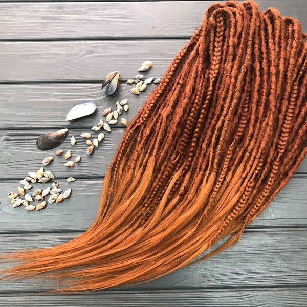 Natural look synthetic double ended auburn ombre dreads hair extensions dreadlocks boho braids dreads single ended DE or SE loose