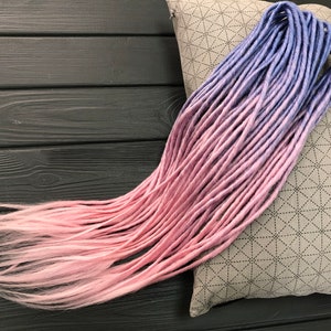 5 DE - 70 DE synthetic double ended dreads blue light pink with loose ends