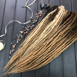 Natural look synthetic double ended light brown blonde twists ombre dreads hair extensions dreadlocks boho single ended DE or SE braids