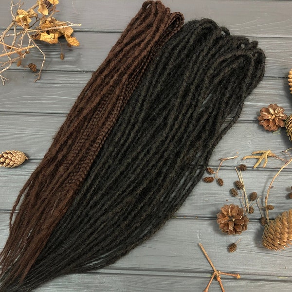 Natural look synthetic double ended dark brown and black dreads braids hair extensions dreadlocks boho wrapped dreads single ended DE or SE