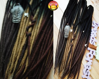 Wool Dreadlock Extensions, Ombre Double Ended (Black to Blonde or Brown)