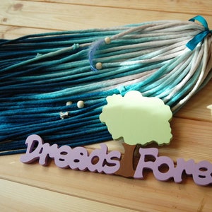 Wool dreads full set DE dreadlocks extensions double ended blonde prussian blue ombre
