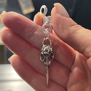 Dreadlocks Accessories Dreadlock Bead braids gothic bird skull crow metal zirconium alloy Silver color Hair Jewelry