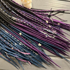 Wool Dreadlocks Ombre Black-purple, Ombre-black-blue Navy Braids ...