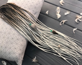 Ombre Henlon Dreadlocks Set: Dark Brown, Silver Grey, Ash Blonde