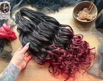 Treccine Boho Curls Ombré Ciliegia Nera | Dreads Forest Fatti a Mano negli USA