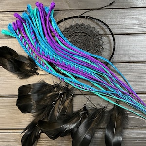Purple Turquoise Synthetic Dreadlock Extensions: Twisted Braids, Double Ended