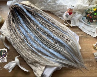 Dreadlock Hair Extensions: Curly Ombre Brown, Ash Blonde - Synthetic