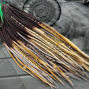 Ombre Wool Dreadlocks: Brown, Blond, Beige, Grey - Boho Viking Style
