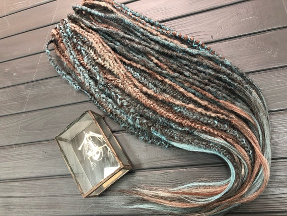 Ombre Synthetic Dreadlocks: Peacock Brown, Blue, Mint Hair  display picture 1