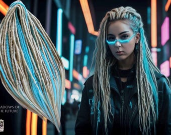 Blond & Blue Synthetic Dreads: Henlon Dreadlock Extensions