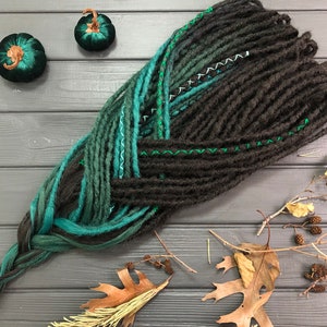 Black Emerald Ombre Synthetic Dreadlocks: Boho Hair Extensions