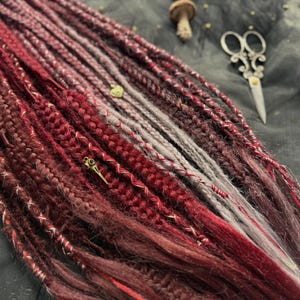 Burgundy Dreadlock Extensions: Braided Synthetic Hair Dreads