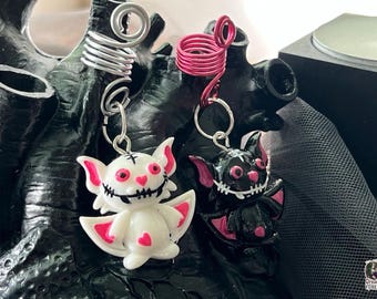 Bat Hair Bead: Gothic Dread Jewelry (Black & White Options)