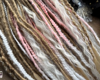 Dreadlocks sintetici biondo ombré: trecce a spina di pesce, ricci, extension per capelli in stile boho