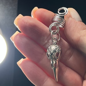 Dreadlocks Accessories Dreadlock Bead braids gothic bird skull crow metal zirconium alloy Silver color Hair Jewelry