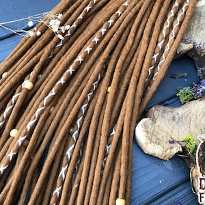 Wool dreadlocks cinnamon light brown sugar blond dreads hair extensions set