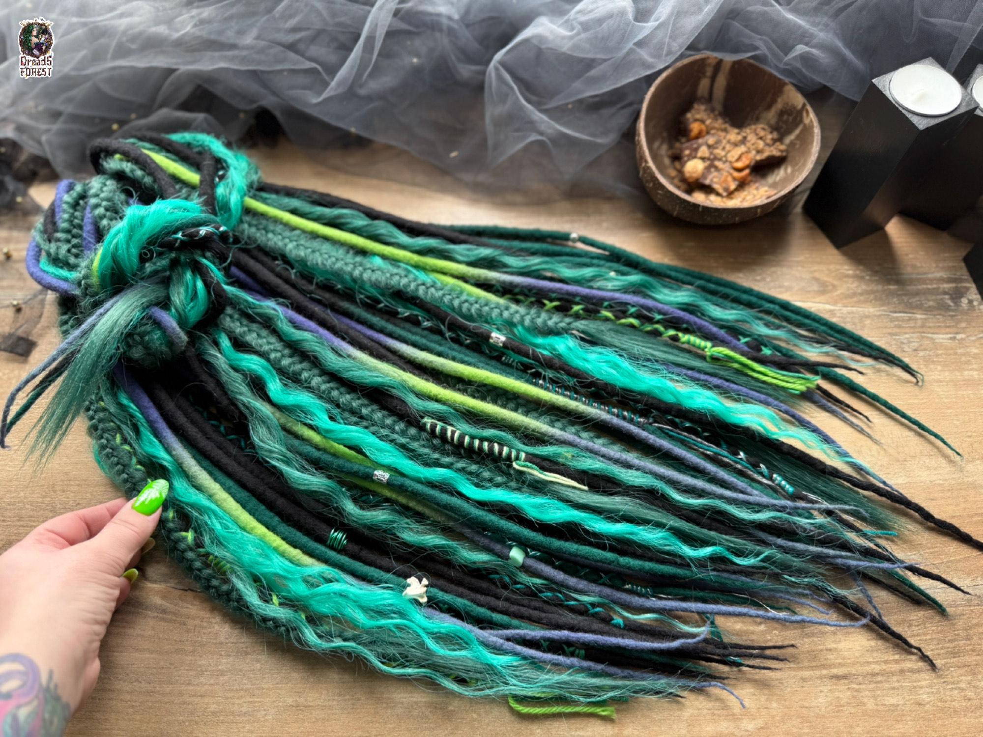 Mermaid Green Ombre Wool Dreads: Textured Curly Ends - Etsy