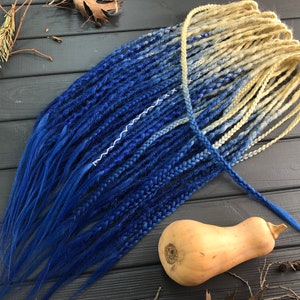 Blonde to Dark Blue Ombre Synthetic Dreadlocks - Boho Hair Extensions