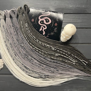Gray Ombre Synthetic Dreadlocks: Twisted Braids with Beads
