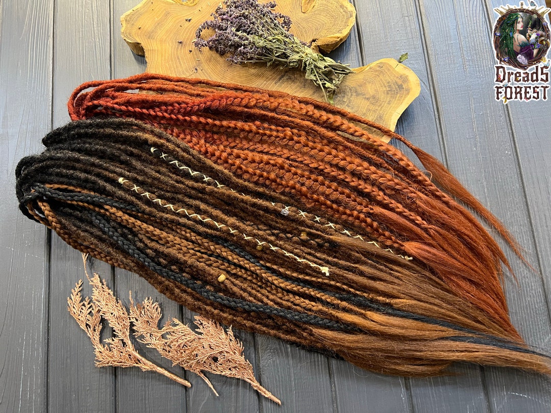 Ombre Black-ginger Synthetic Dreads: Boho Hair Extensions - Etsy display picture 1