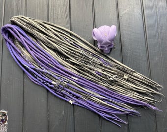 Violet Purple Merino Wool Dreadlocks: Boho Viking Hair Extensions