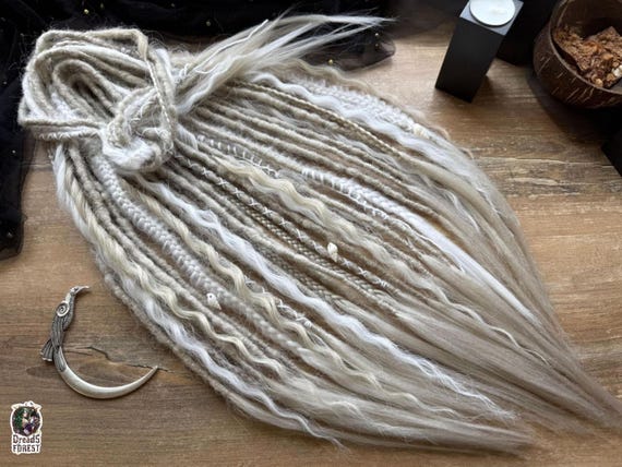 Synthetic Hair Set: Ash Blonde, White Dreads & Boho Curls - Vegan