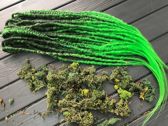 Boho Ombre Green Dreadlocks Hair Extensions (synthetic, 22in  display picture 2