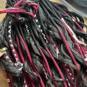 Boho Curly Dreadlocks Hair Set: Ombre Black, Burgundy & Maroon