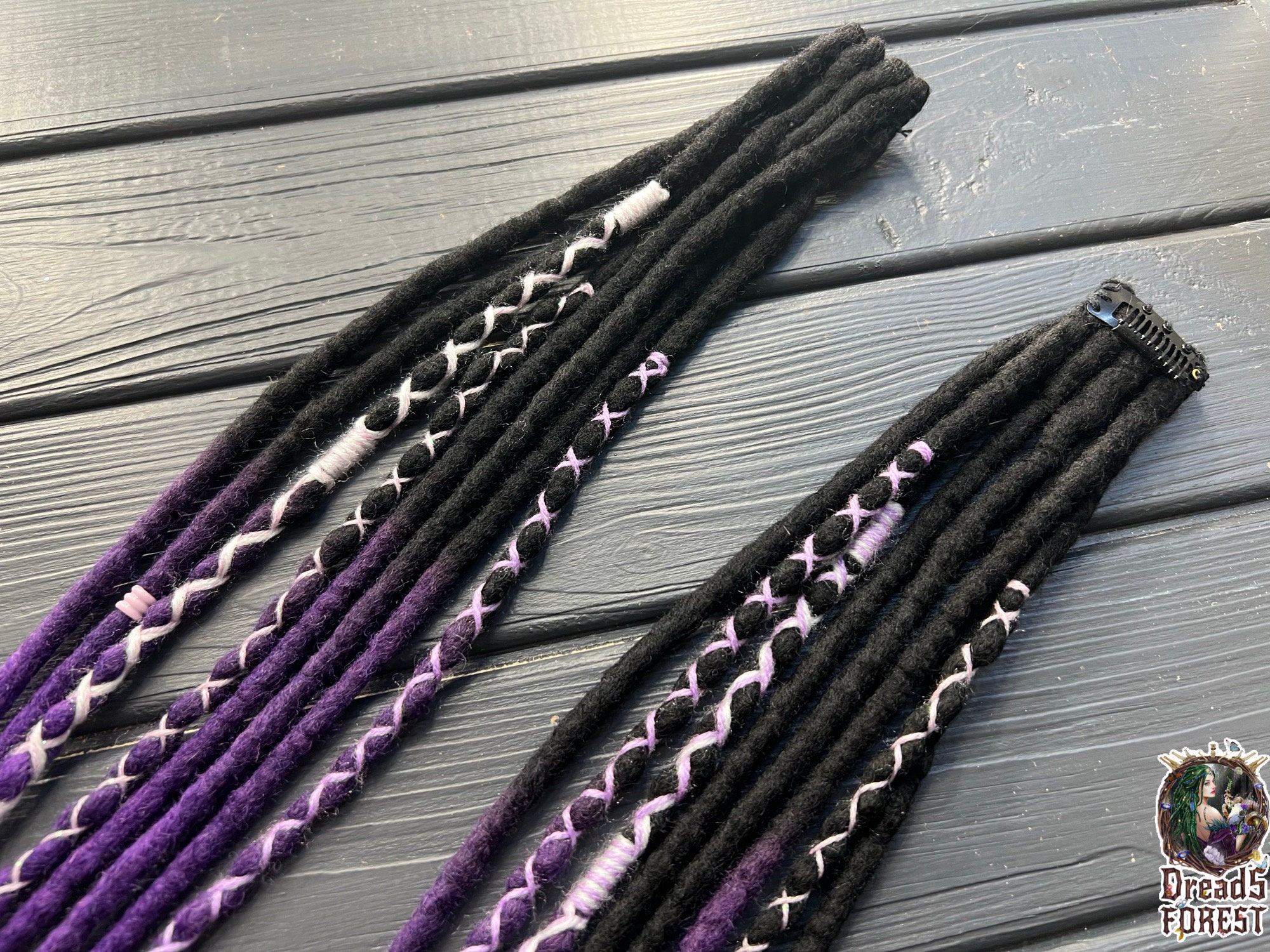 Black Merino Wool Clip In Dreadlocks Extensions Handmade Miss Violet Lace Amazon.com : Quisduis 16 Inch Clip in Dreadlocks Hair  main image 3