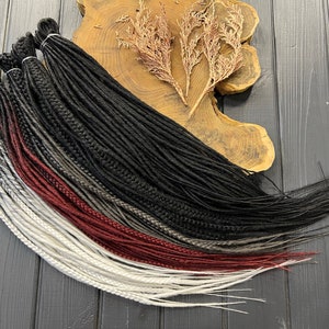 Ombre Synthetic Double Ended Dreads: Black, Gray, Burgundy