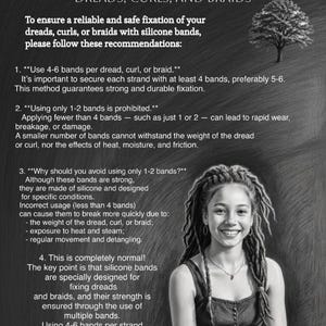 a young girl with dreads, curled, and braided, smiling at the camera.