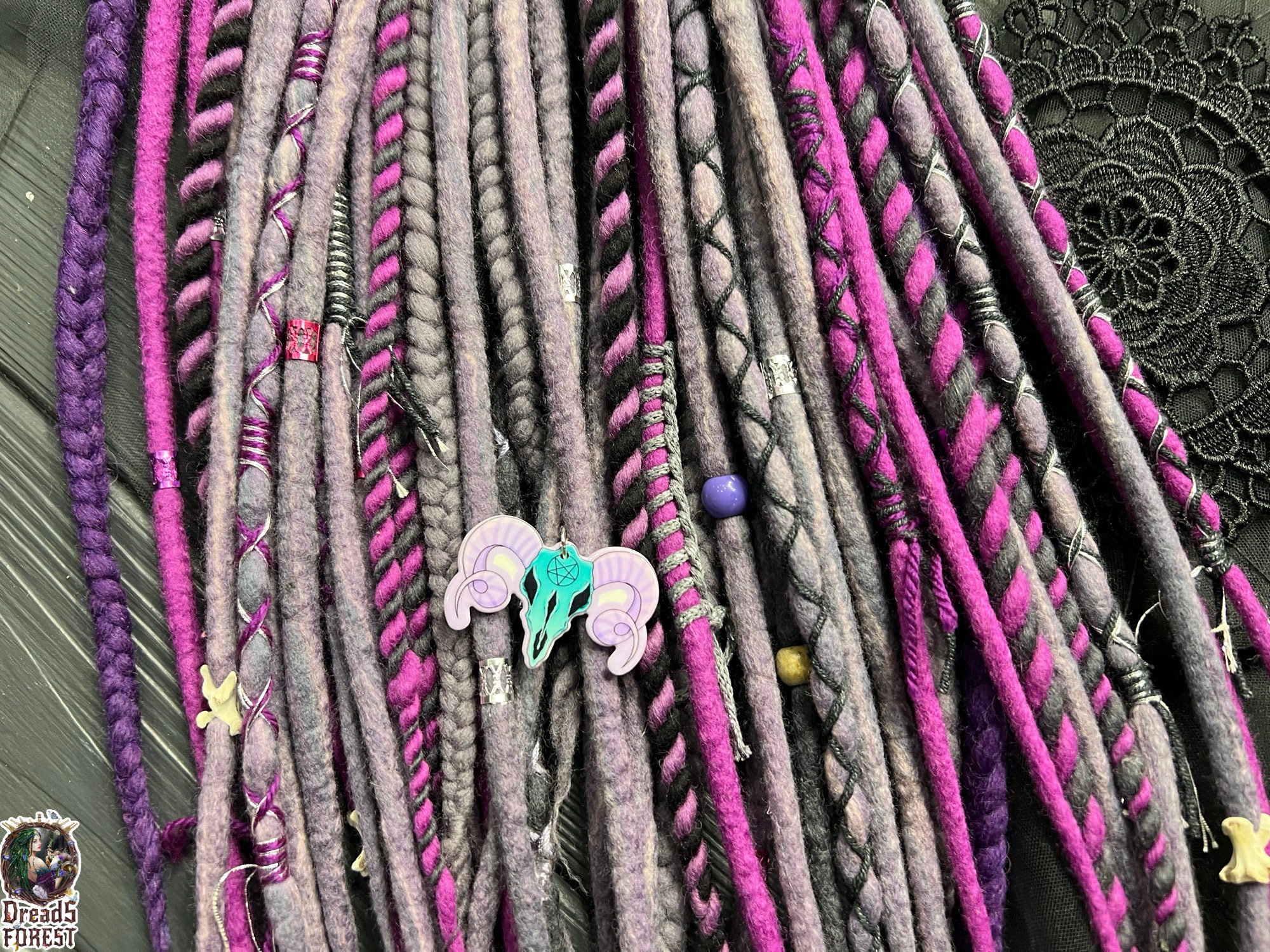 Dreadlock Extensions: Merino Wool Braids (purple, Gray  display picture 1