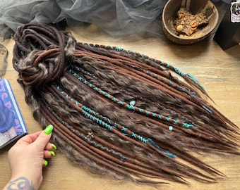 Curly Textured Dreadlock Extensions: Dark Brown Ombre, Boho Hippie Style