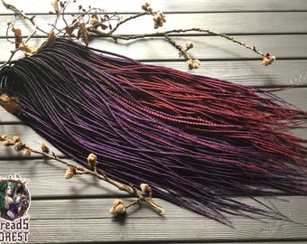 5 DE - 70 DE synthetic double ended mix dreadlocks, braids, senegals ombre black purple black burgundy set