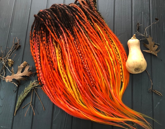 Ombre Dreads Hair Extensions: Dark Brown, Orange, and Coral  display picture 1