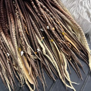 Brown Ombre Merino Wool Dreads, Soft Mocha Double Ended Boho Locs