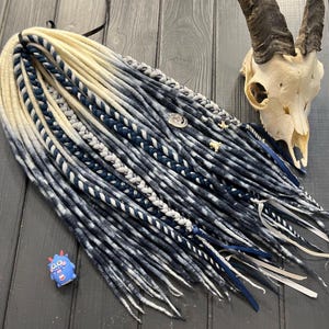 Tie Dye Ombre Wool Dreadlocks: Braids, Twists, Bone Beads