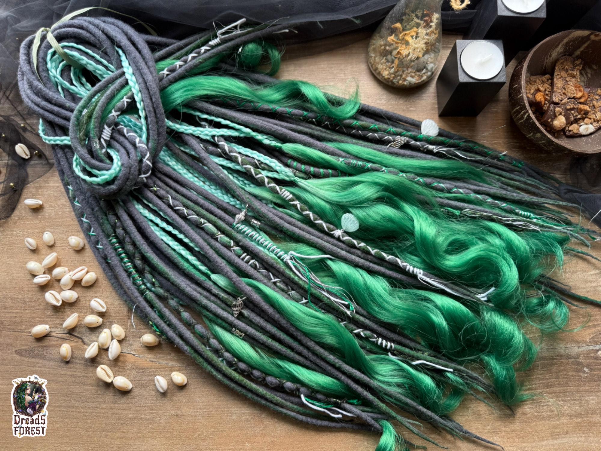 Scrunchie Dreadlock Verde – Elasticone Per Capelli In Lana Fatto A Mano - Foto 3