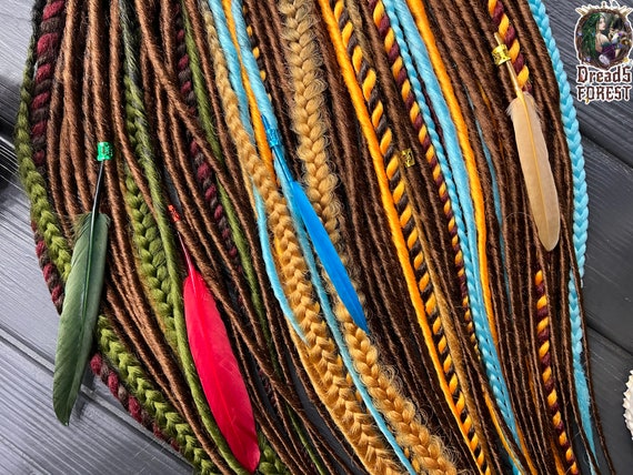 Synthetic Dreadlocks: Thin Double Ended Braids - Black, Brown & Color