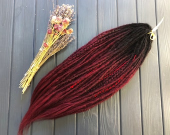 red and black single ended synthetic dreads red and black single ended synthetic dreads