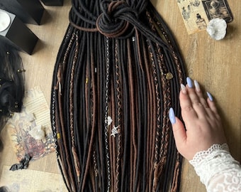 Super Weiche Micro Wolle Dreads, Gemischt aus Schwarz & Dunkles Kakaobraun Ombre DE SE