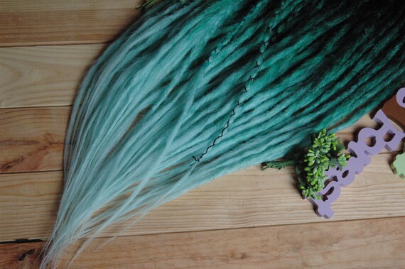 Natural Look Synthetic Double Ended Black Dark Green Mint Etsy