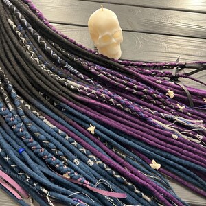 Wool Dreadlocks Ombre Black-purple, Ombre-black-blue Navy Braids ...