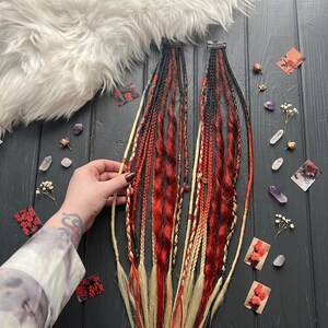 Gold Leaf Clip in Dreadlocks Black Red Blonde Braids Hair Extension