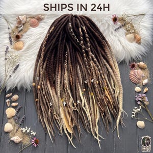 Soft Merino Wool Dreads Braids, Mocha Brown Ombre Boho Locs, Fast US Ship