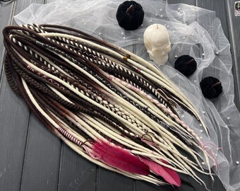 Boho Wool Dreadlocks Extensions Ombre Brown Blond Burgundy (Double Ended)